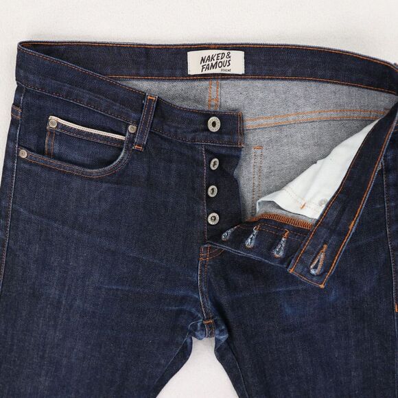 Naked & Famous Super Skinny Guy Jean Mens 32 X 29 Blue Stretch Selvedge Denim - Picture 8 of 11